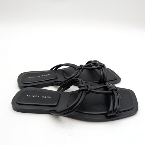 Azalea Wang Stetson Tubular Straps Knot Flat Sandals Women's Black Size US7 EU38 - Picture 3 of 13